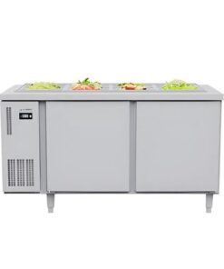 Tủ bàn salad Icymax 2 cánh inox 1500x750 ISR-2S157