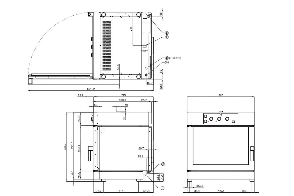 Lò nướng hấp đối lưu 6 khay GN 1/1 TL006-DTE